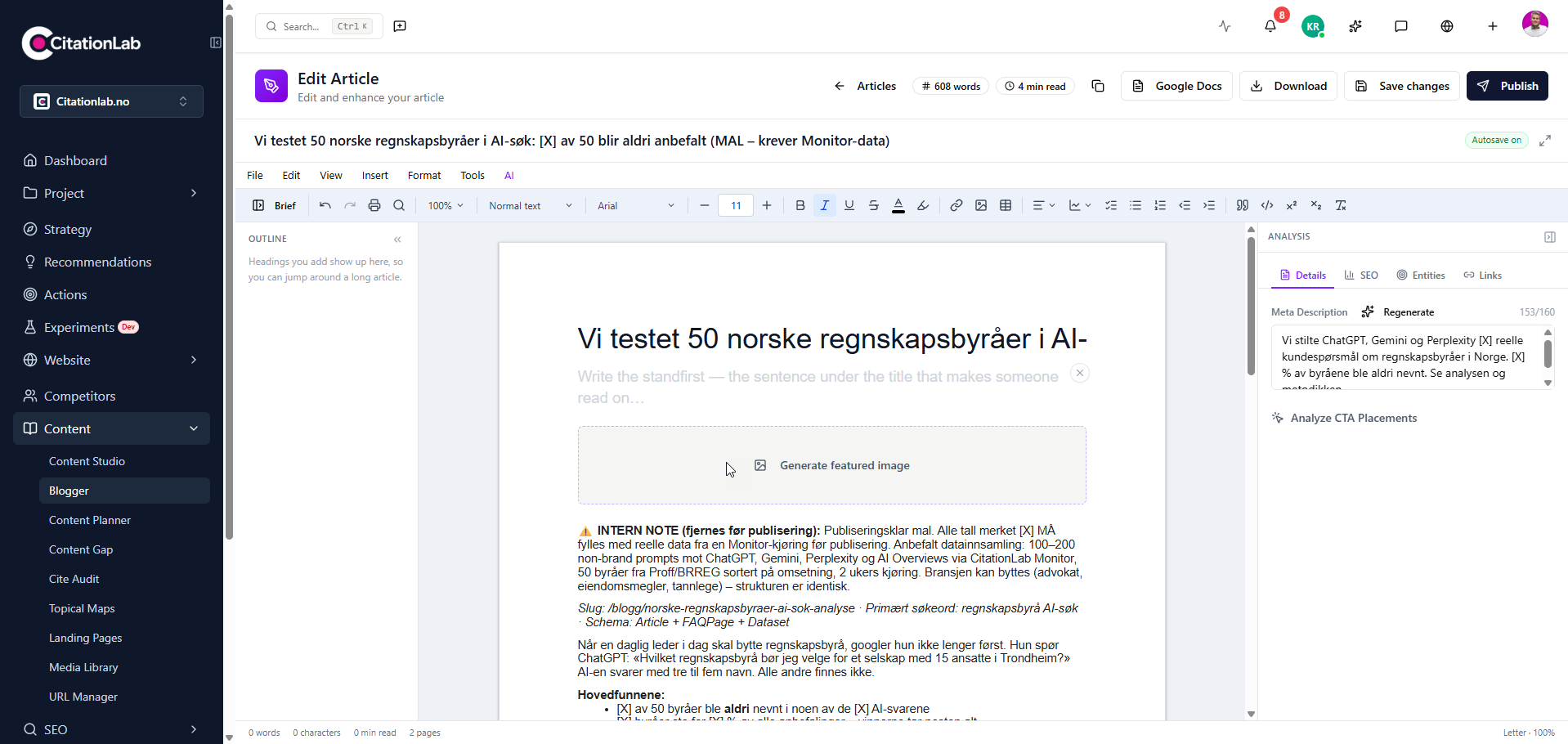 Skriv mod det, der faktisk citeres
